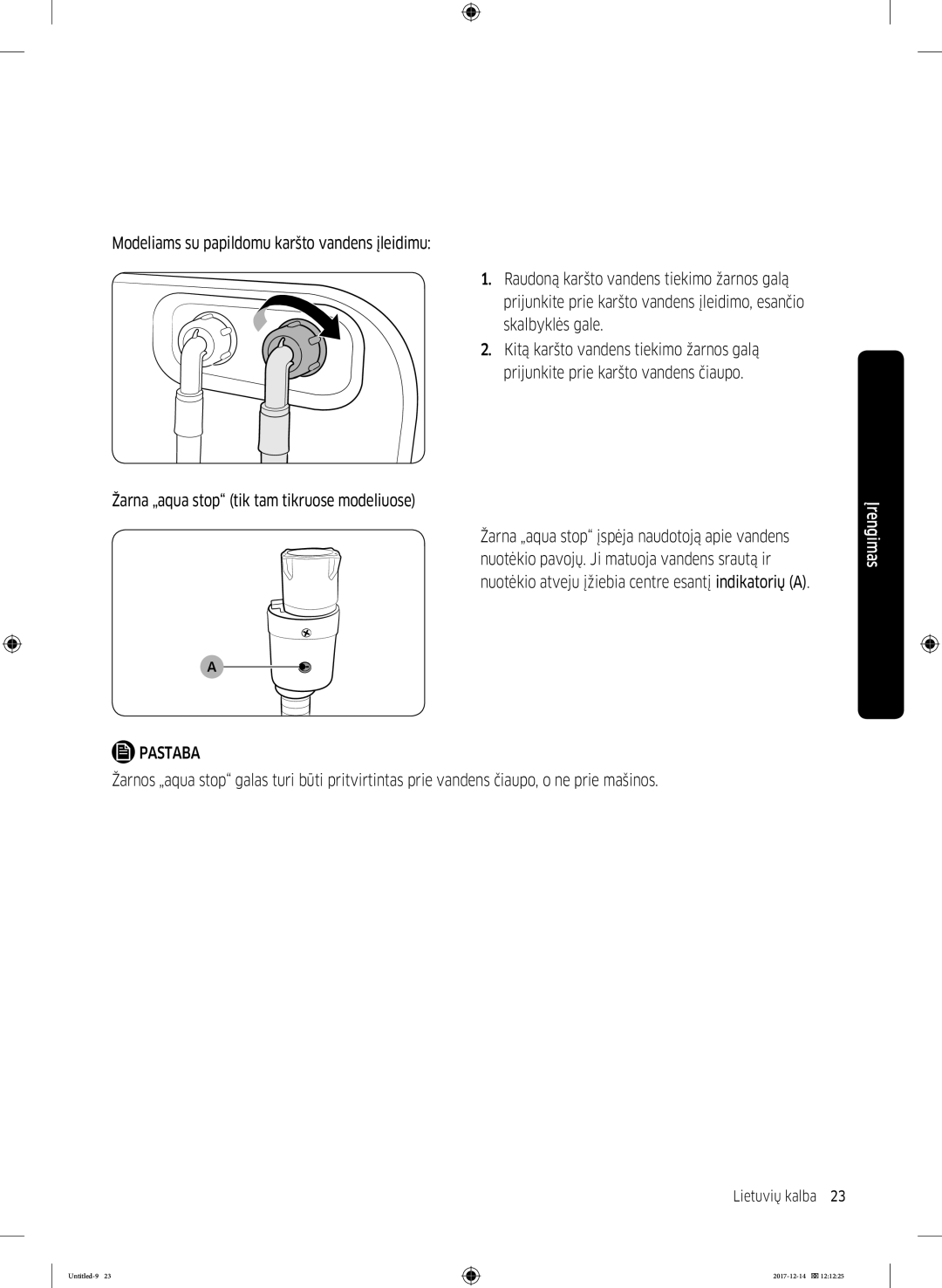 Samsung WW10M86INOA/LE manual Lietuvių kalba 23  